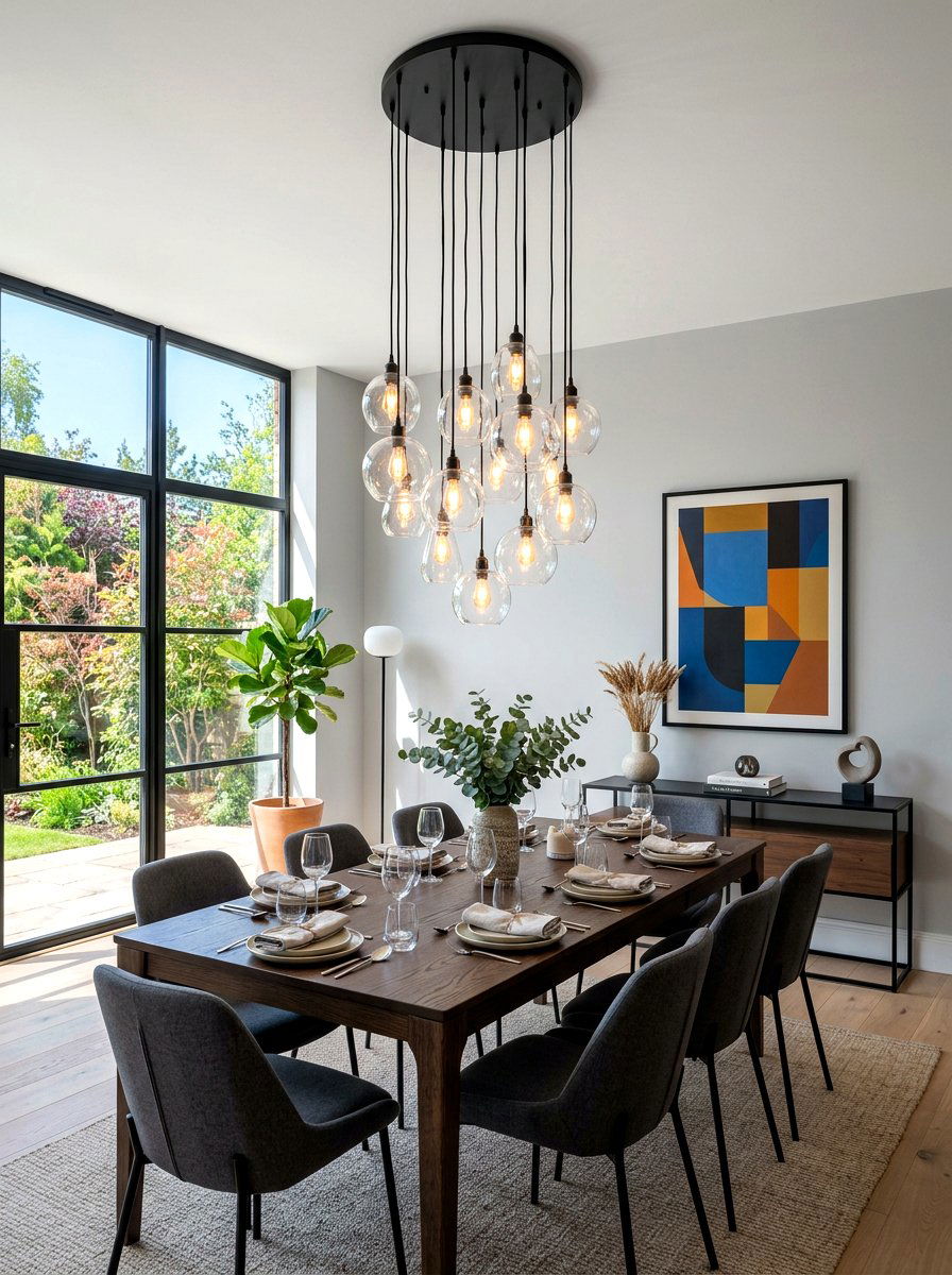 Multi port glass pendant - 30 dramatic pendant cluster ideas