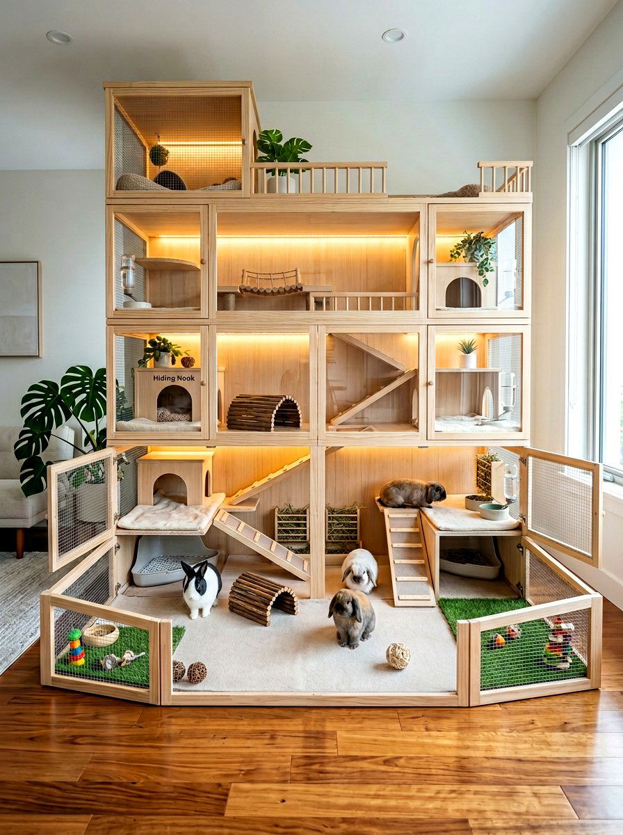 Multi room rabbit condo - 30 rabbit hutch garden ideas
