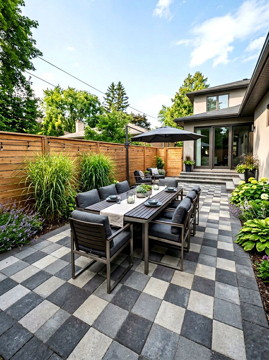 Multi tone gray paver checkerboard - 30 checkerboard patio paver ideas