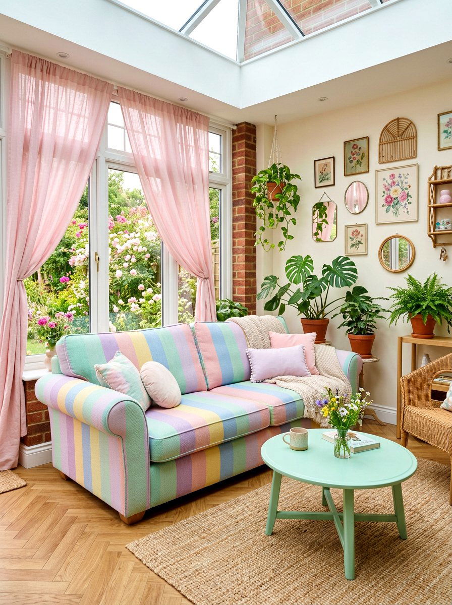 Multicolor Pastel Striped Sofa - 30 striped sofa ideas