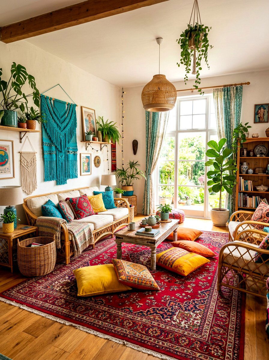 Multicolored bohemian living room - 30 happy color living room ideas