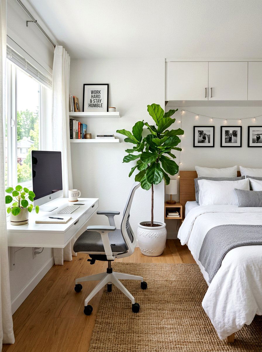 Multifunctional Bedroom Workspace - 30 apartment bedroom ideas