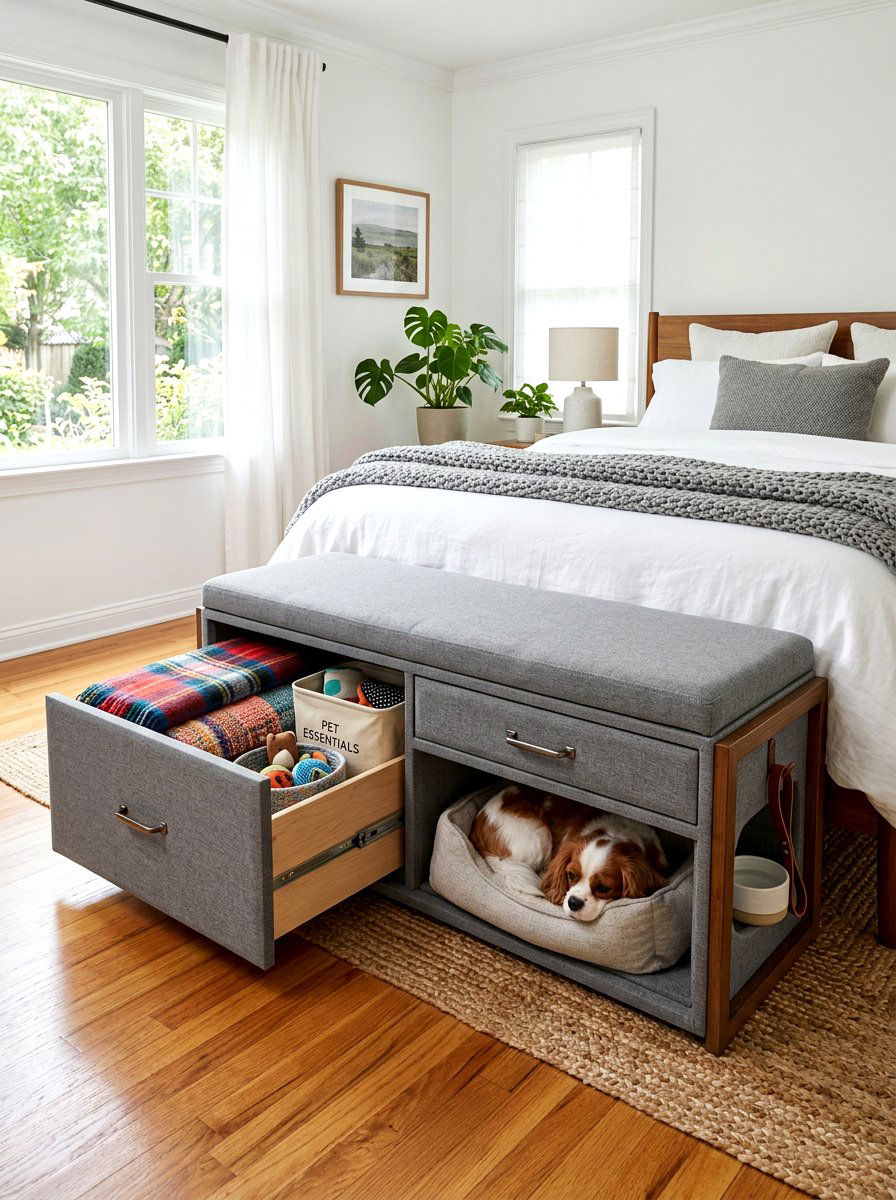 Multipurpose Pet Bench Storage - 30 stylish pet storage ideas