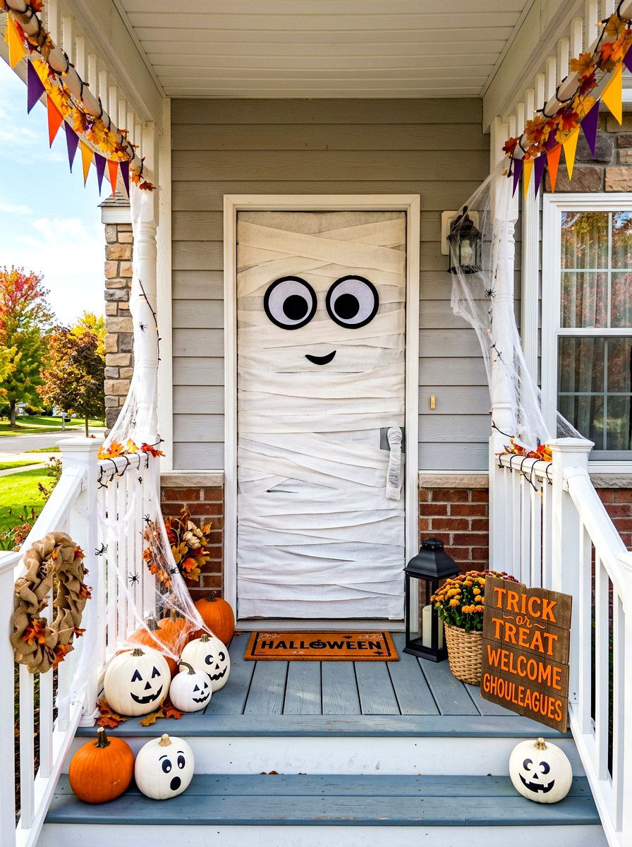 Mummy Door Porch Decor - 30 Halloween porch ideas
