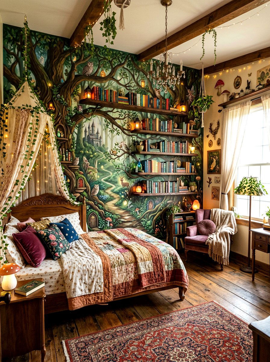 Mural Wall Library - 30 library kids room ideas