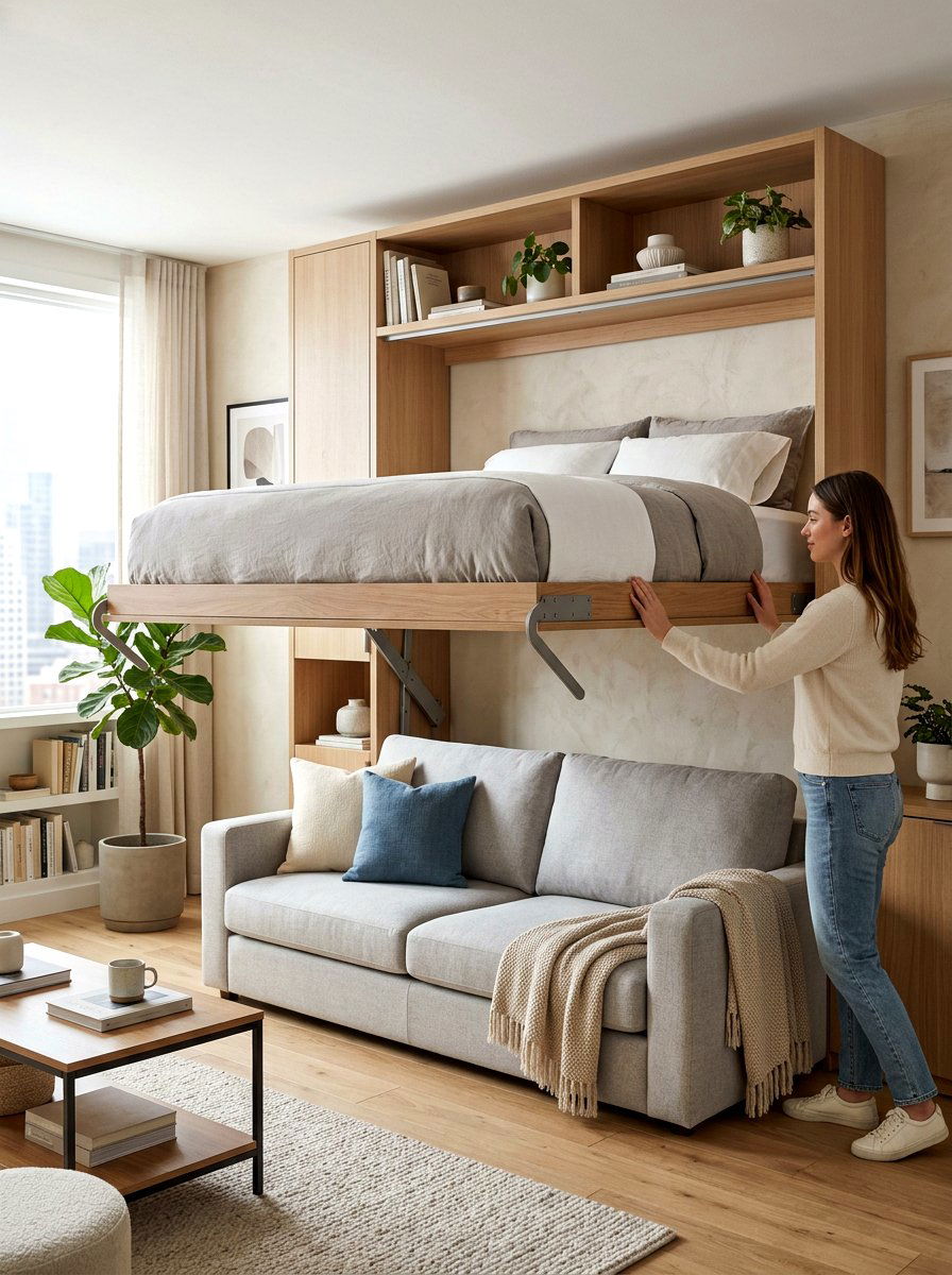 Murphy Bed Sofa Combo - 30 foldable furniture apartment ideas