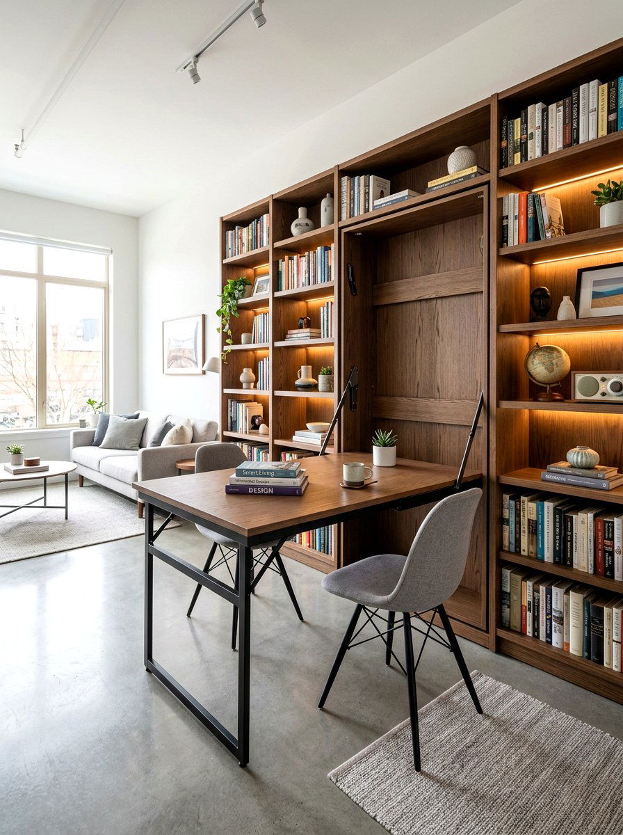 Murphy Style Fold Down Table - 30 small space dining table ideas