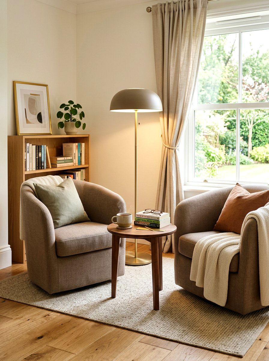 Mushroom Accent Chairs Walnut Side Table - 30 mushroom and walnut living room ideas