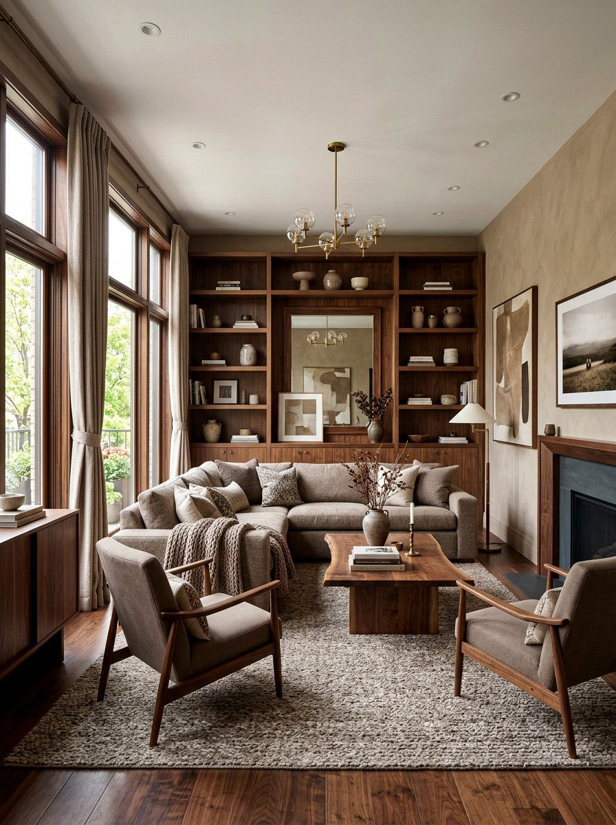 Mushroom And Walnut Color Palette Living Room - 30 mushroom and walnut living room ideas
