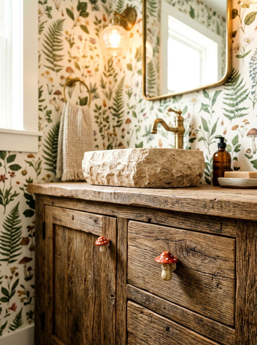 Mushroom Cabinet Knob - 30 mushroom powder room ideas