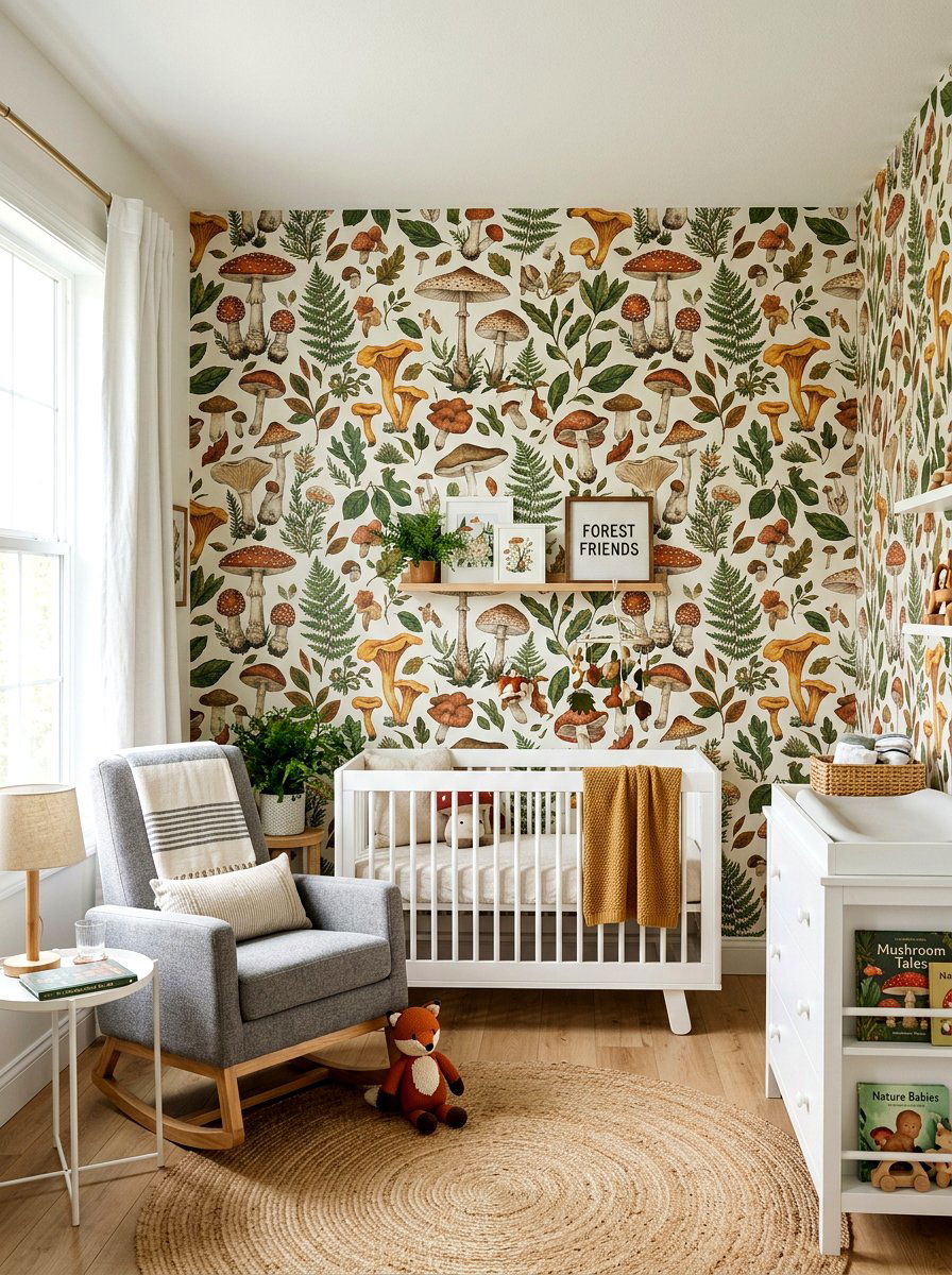 Mushroom Forest Wallpaper Nursery - 30 mushroom nursery ideas