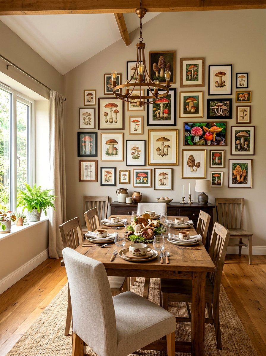 Mushroom Gallery Wall Dining Room - 30 mushroom dining room ideas