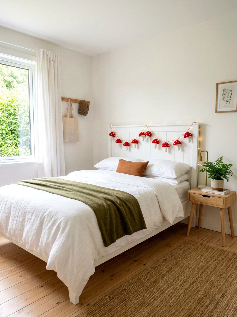 Mushroom Garland - 30 mushroom bedroom ideas