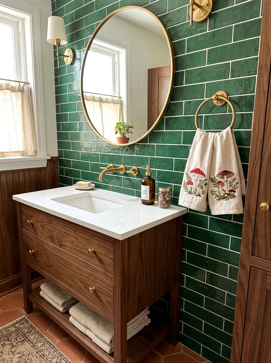 Mushroom Hand Towel - 30 mushroom powder room ideas