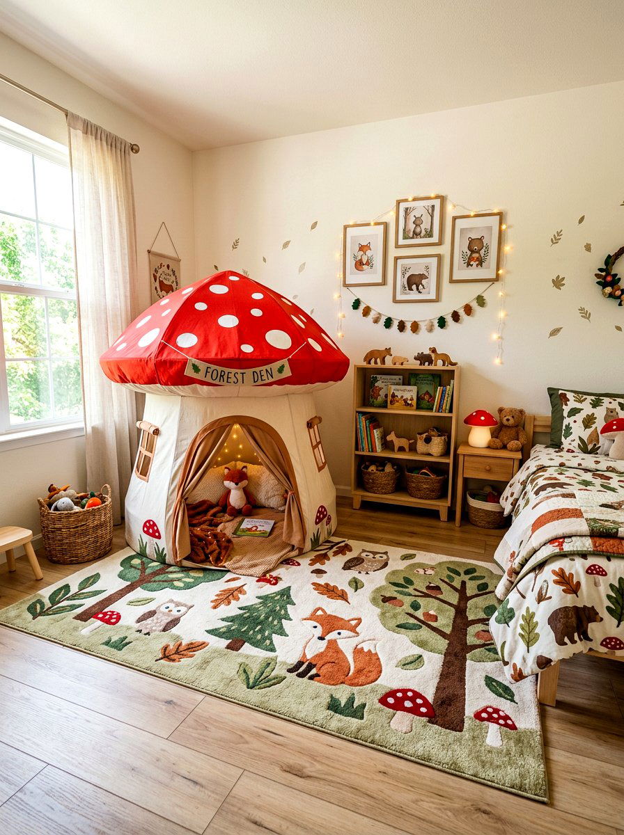 Mushroom House Play Tent - 30 storybook bedroom ideas