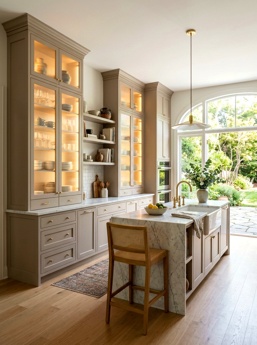 Mushroom Kitchen Glass Doors - 30 mushroom cabinet kitchen ideas