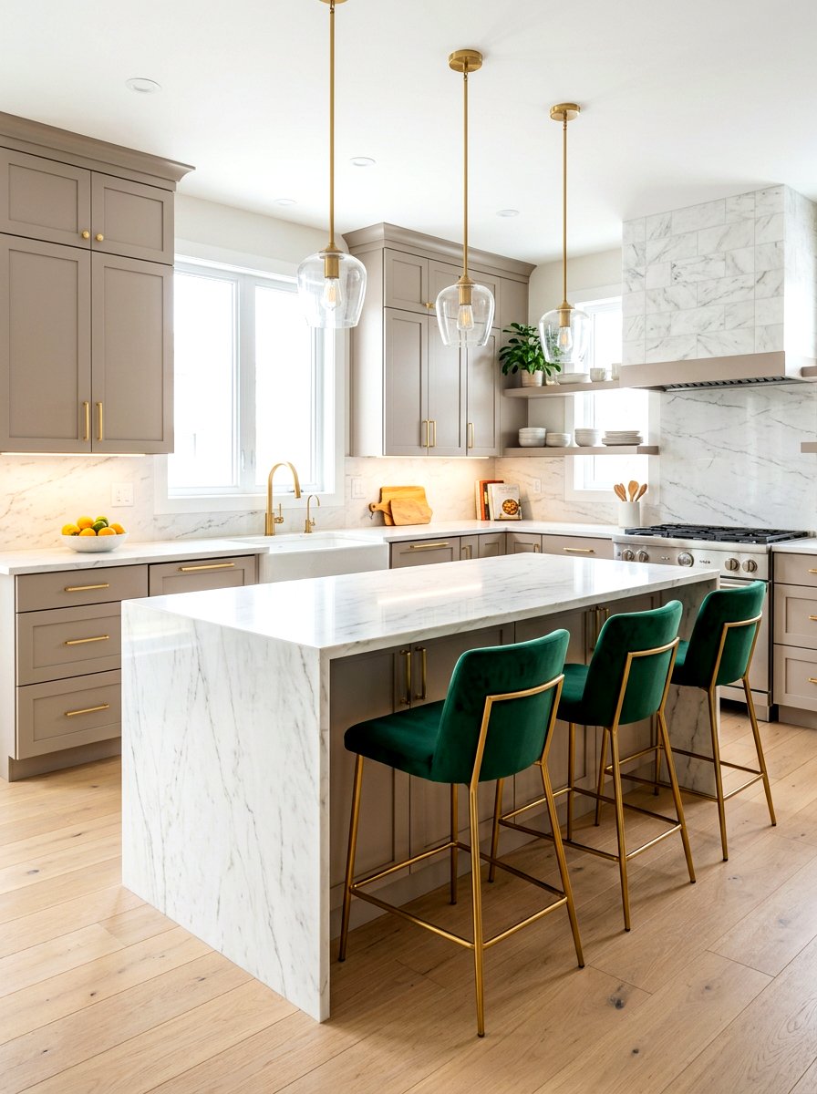 Mushroom Kitchen Gold Pulls - 30 mushroom cabinet kitchen ideas