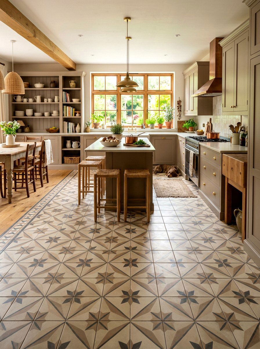 Mushroom Kitchen Patterned Tile Floor - 30 mushroom cabinet kitchen ideas