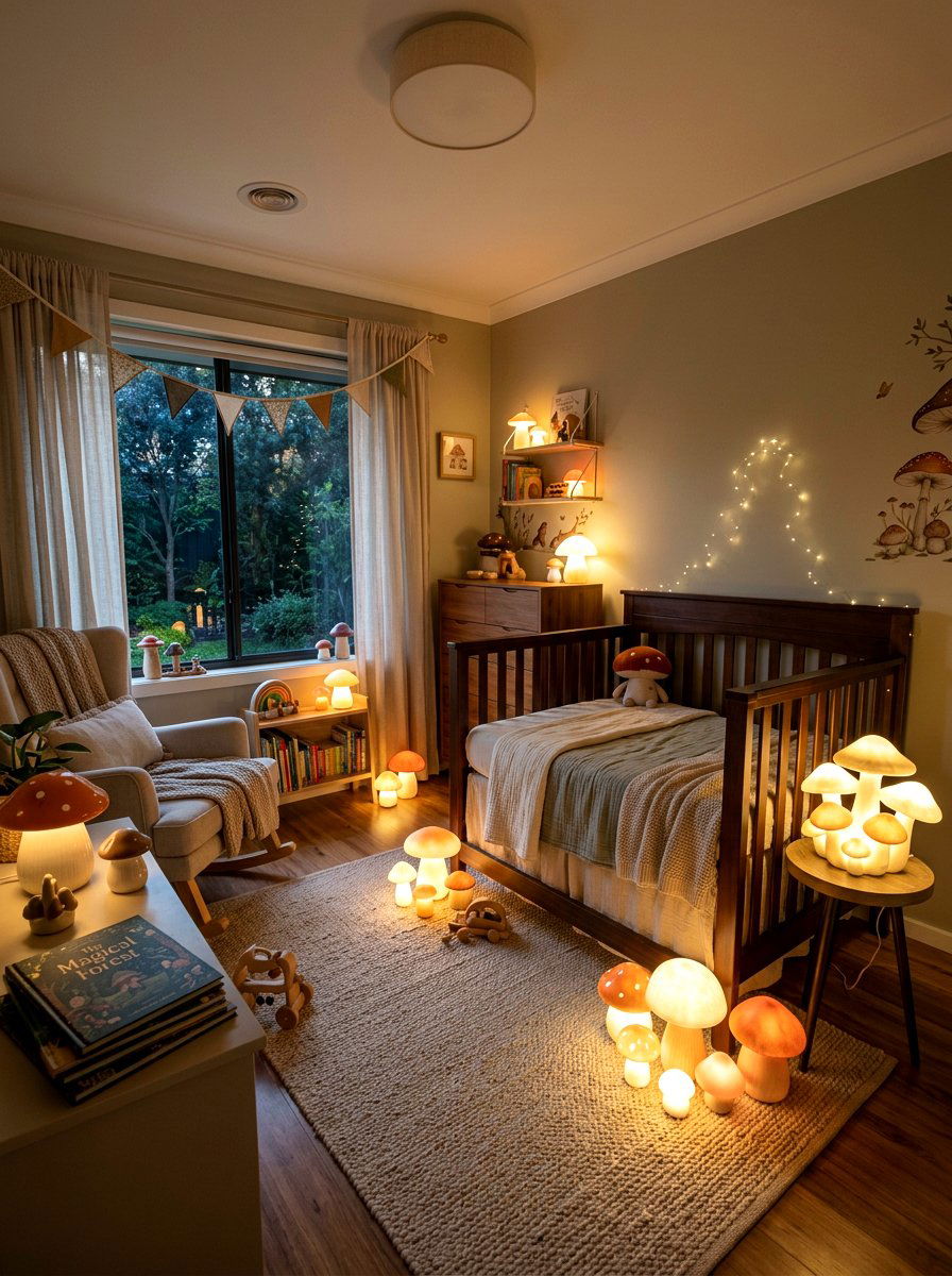 Mushroom Light Nursery Ambience - 30 mushroom nursery ideas