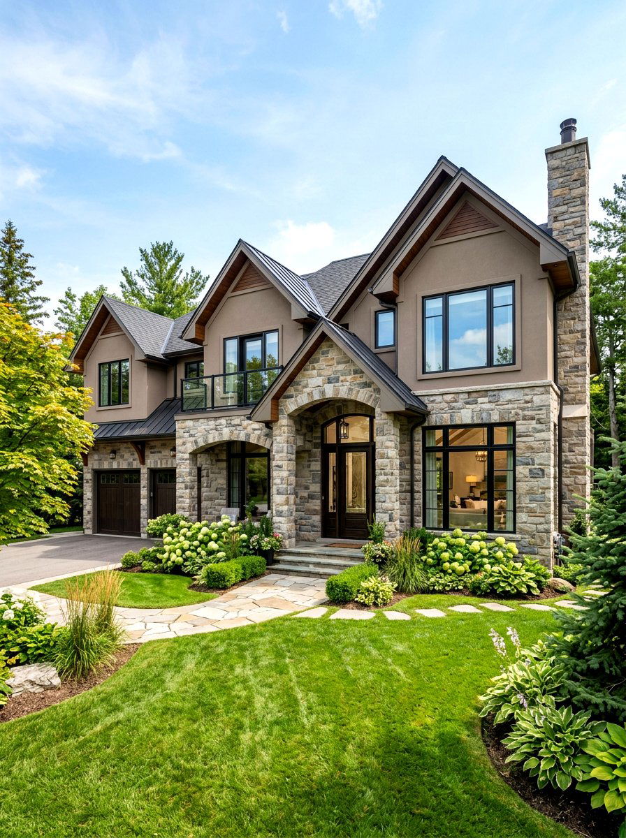 Mushroom Paint With Stone Siding - 30 mushroom exterior paint ideas