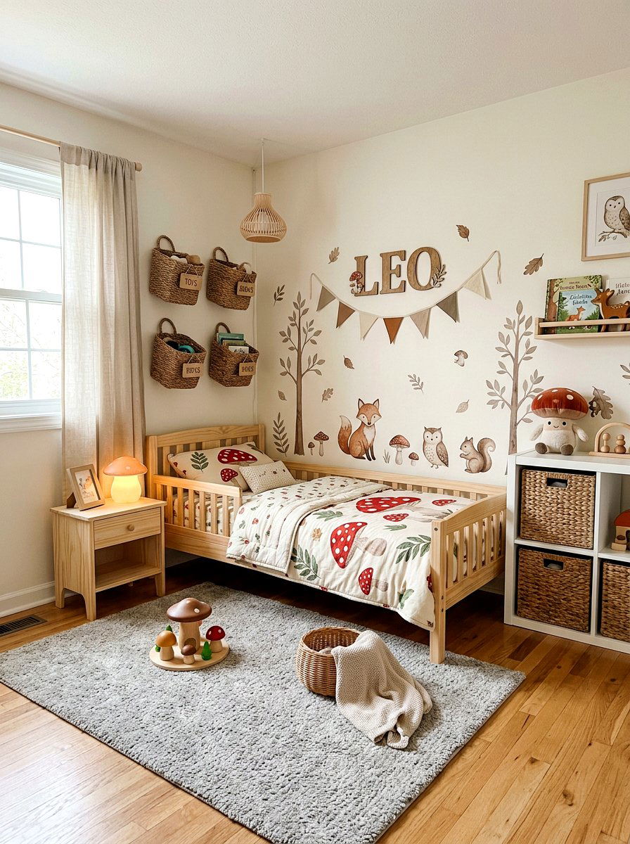 Mushroom Theme Toddler Room - 30 neutral toddler room ideas