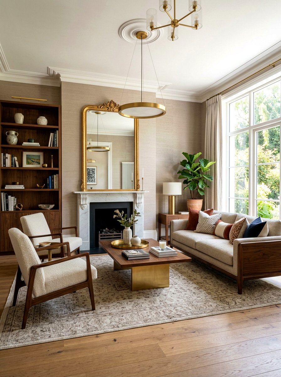 Mushroom Wallpaper Walnut Furniture Living Room - 30 mushroom and walnut living room ideas