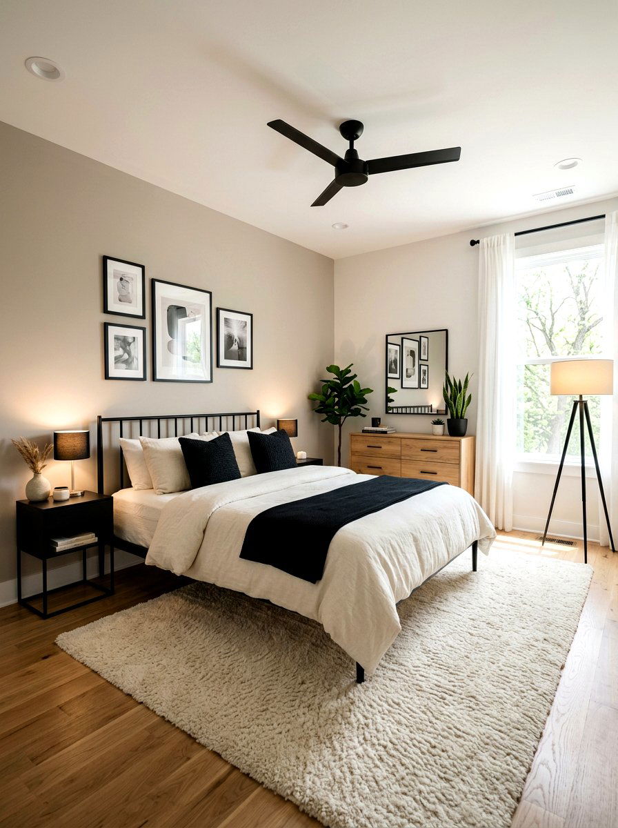Mushroom and cream bedroom with black accents - 30 mushroom and cream bedroom ideas