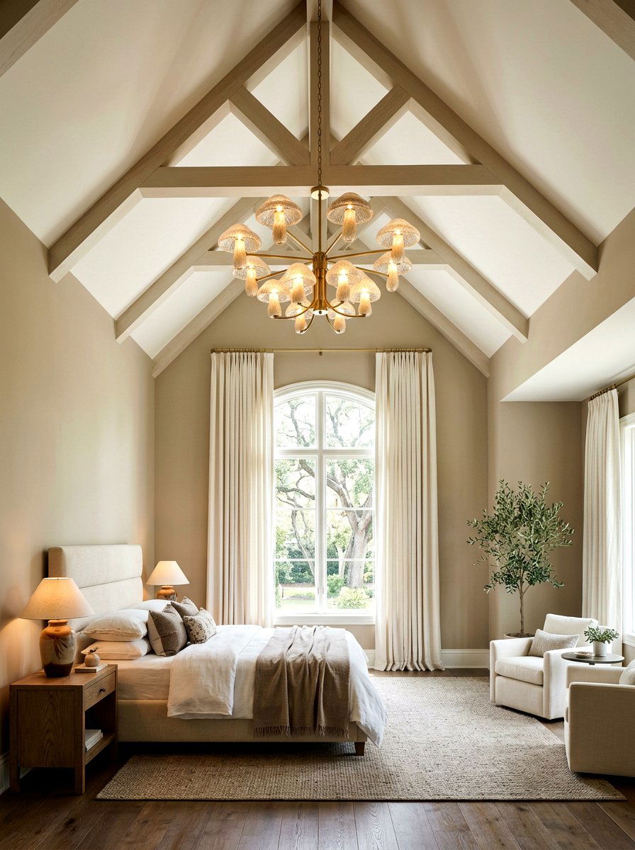 Mushroom and cream bedroom with vaulted ceilings - 30 mushroom and cream bedroom ideas