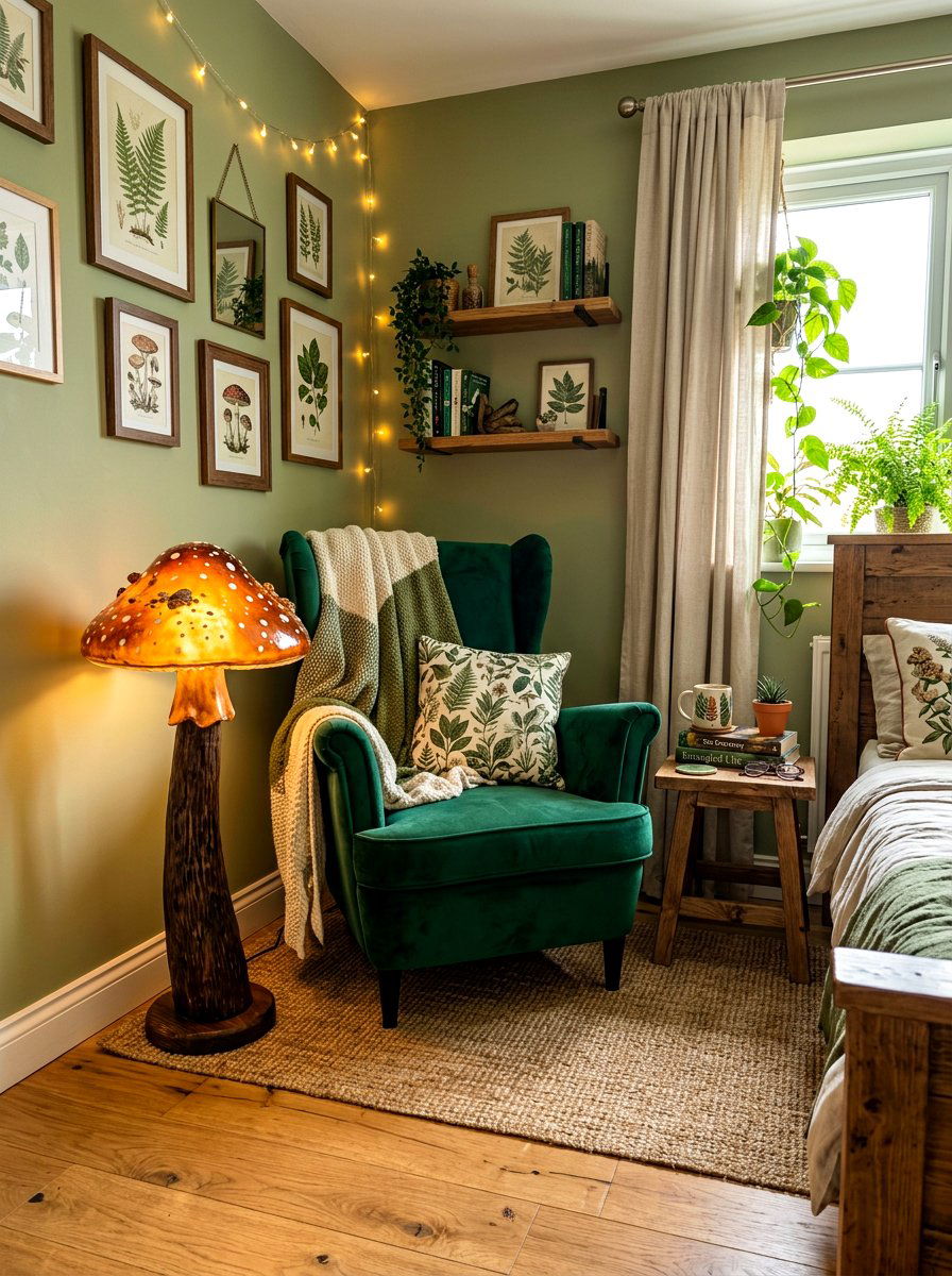 Mushroom bedroom corner nook - 30 mushroom fall decor ideas