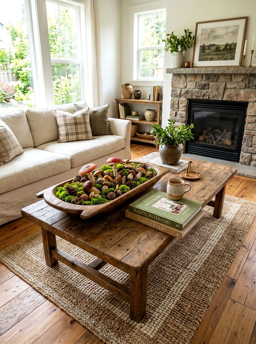 Mushroom bowl filler coffee table - 30 mushroom fall decor ideas