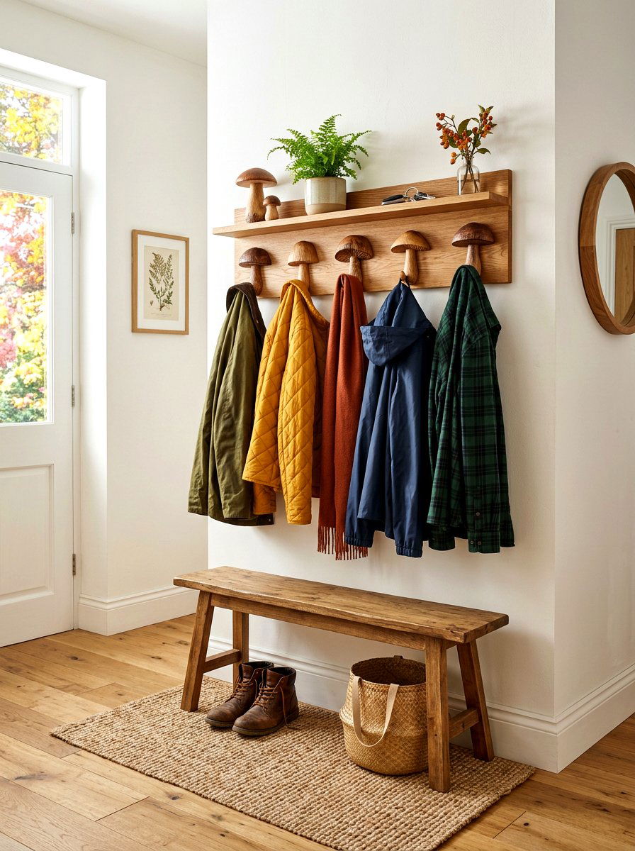 Mushroom coat rack styling - 30 mushroom fall decor ideas