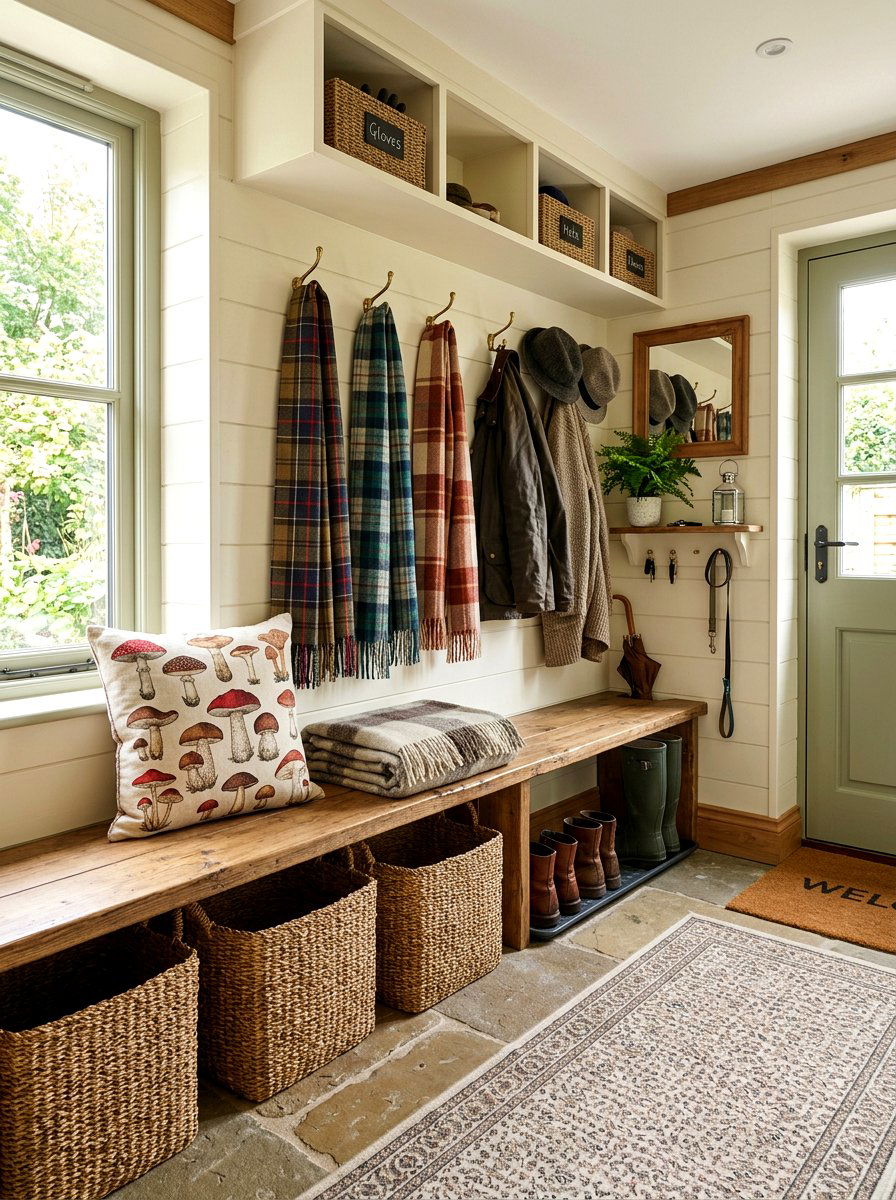 Mushroom mudroom bench decor - 30 mushroom fall decor ideas