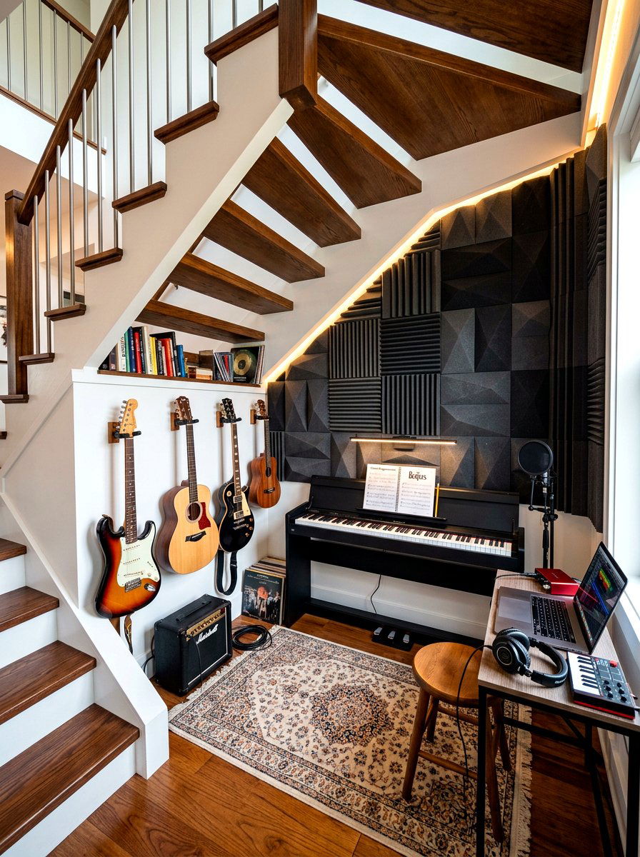 Music room under stairs - 30 under stairs storage ideas