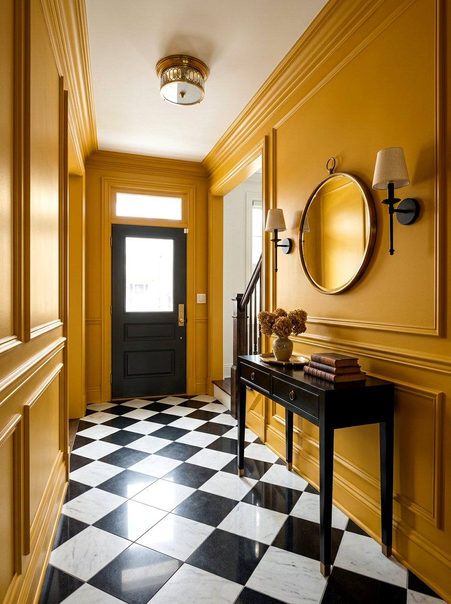 Mustard Gold Tiny Foyer - 30 color drenched small room ideas