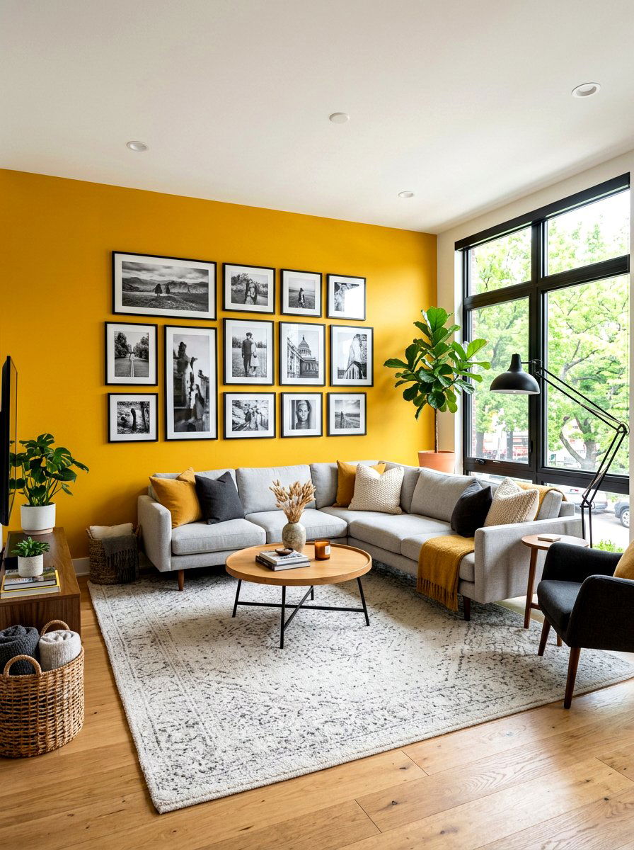 Mustard Yellow Accent Wall - 30 mustard decor ideas