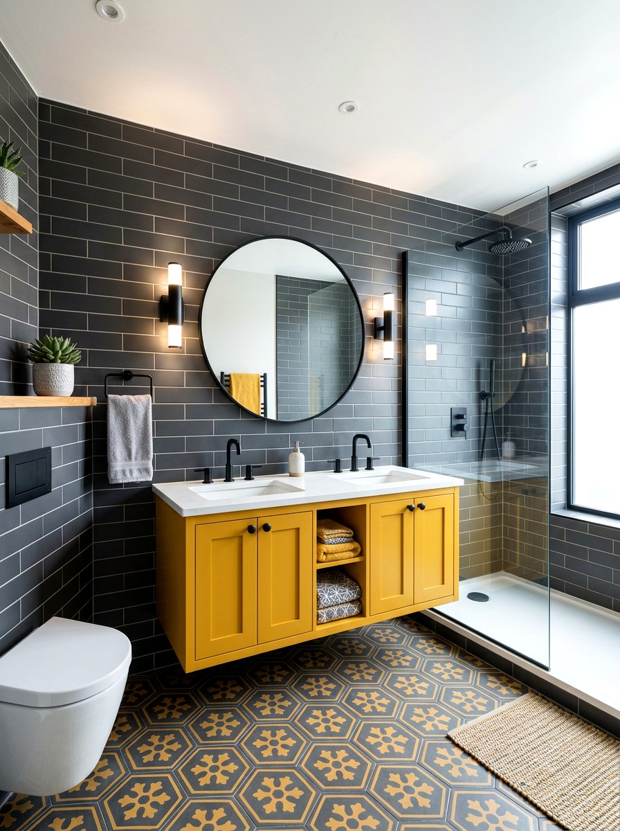 Mustard Yellow And Gray Bathroom - 30 bathroom color scheme ideas