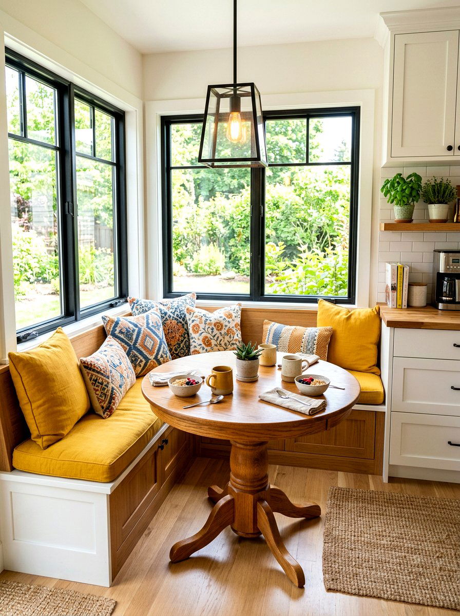 Mustard Yellow Breakfast Nook - 30 mustard decor ideas