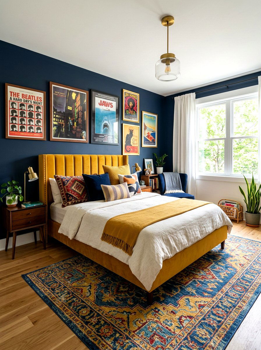 Mustard Yellow Channel Tufted Bed - 30 channel tufted bed ideas