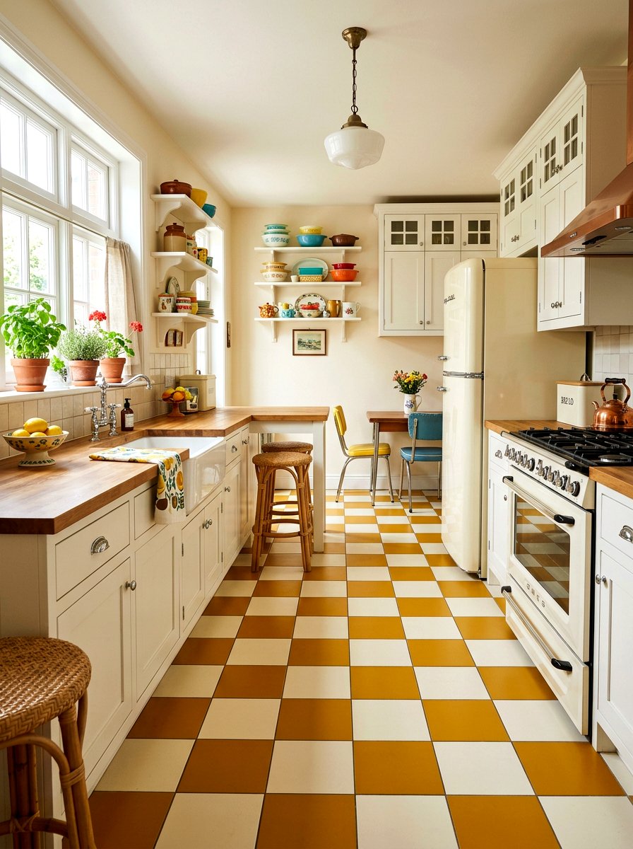 Mustard Yellow Checkerboard Floor - 30 mustard decor ideas
