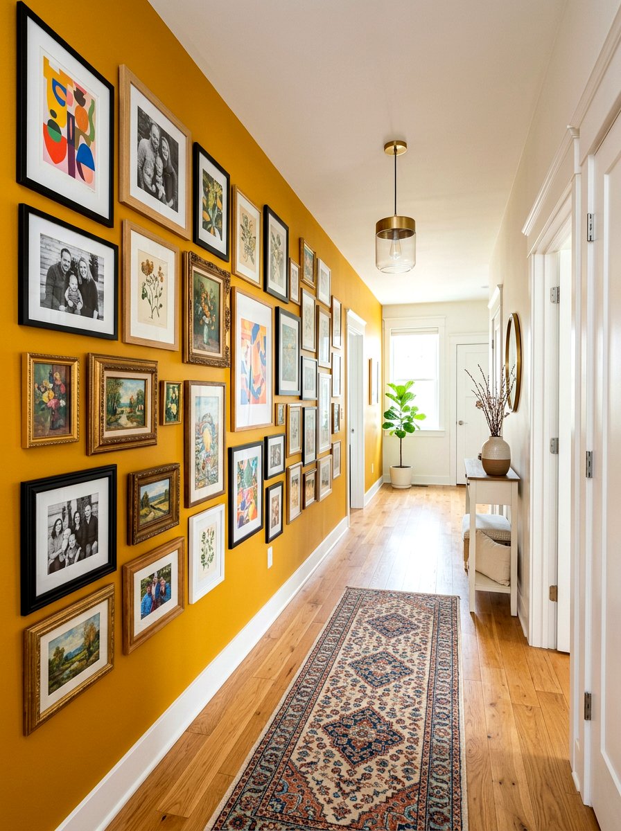 Mustard Yellow Gallery Wall - 30 mustard decor ideas