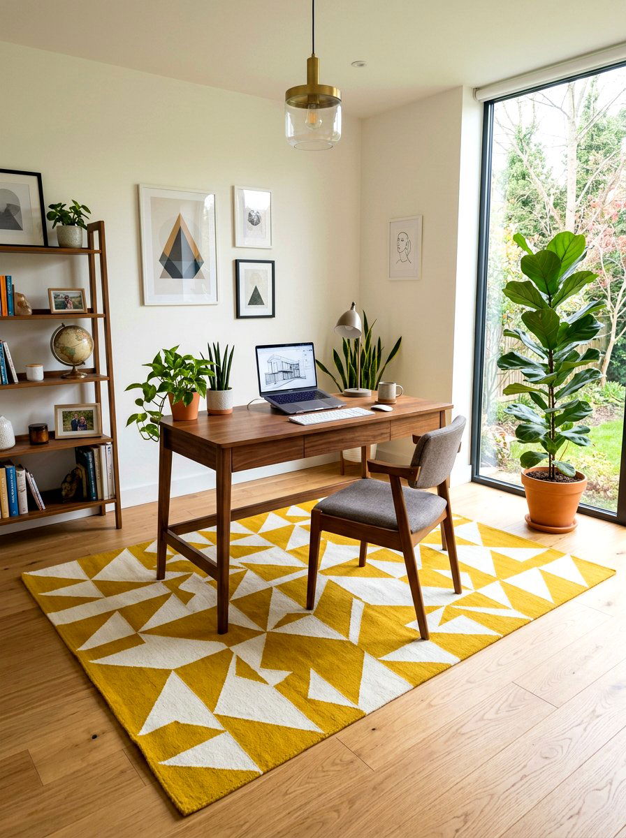 Mustard Yellow Geometric Rug - 30 mustard decor ideas