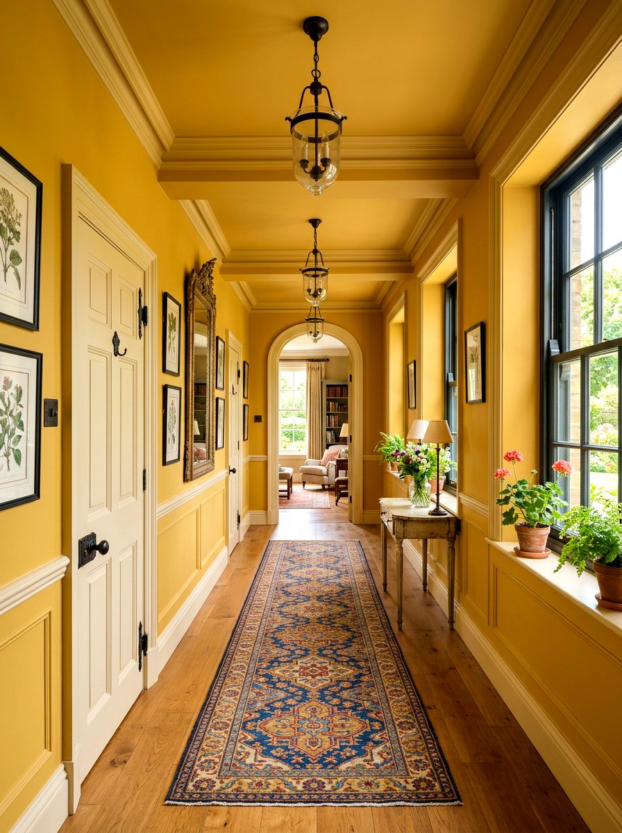 Mustard Yellow Hallway - 30 color drenched hallway ideas