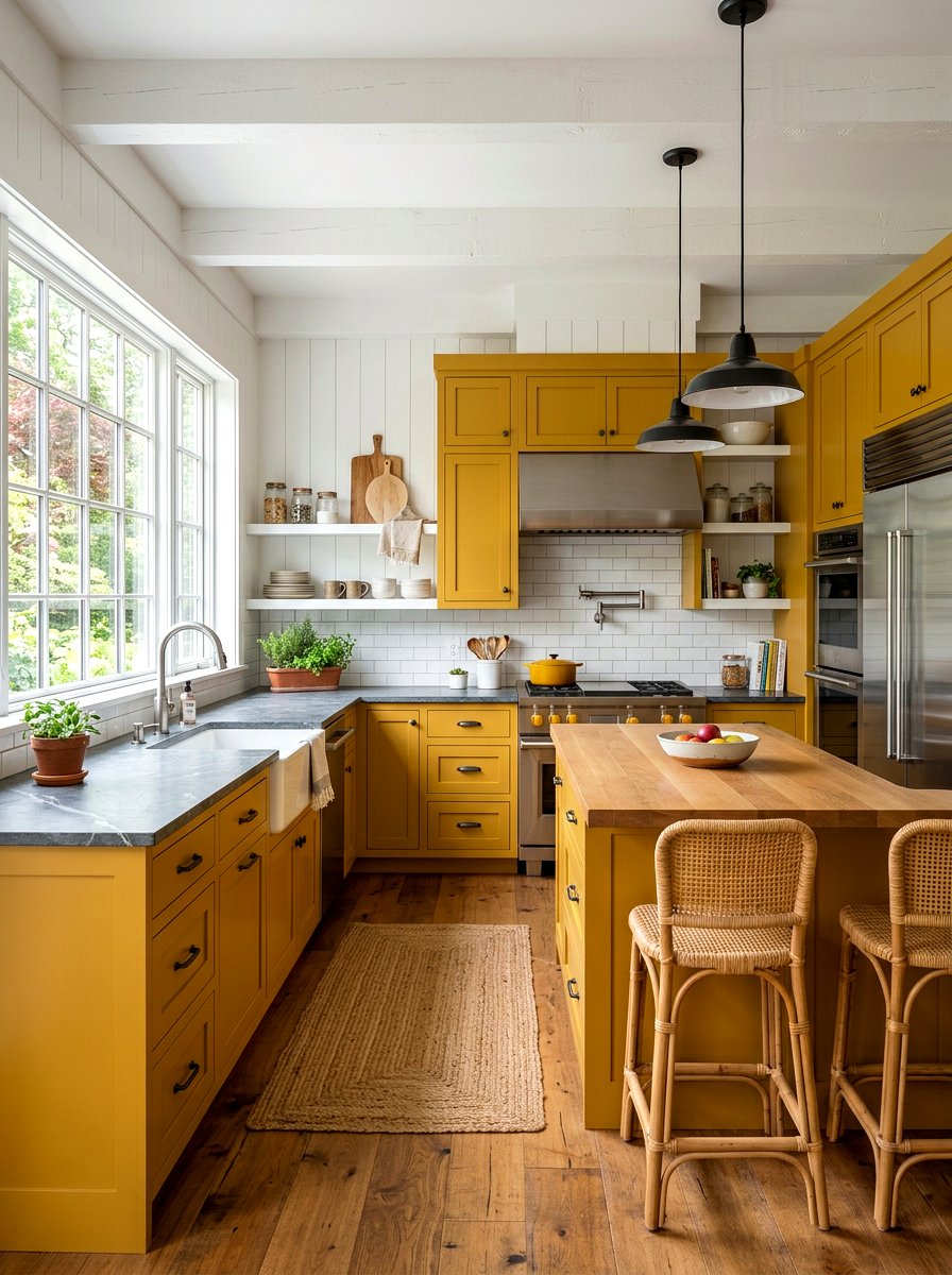 Mustard Yellow Kitchen - 30 tiny room big color ideas
