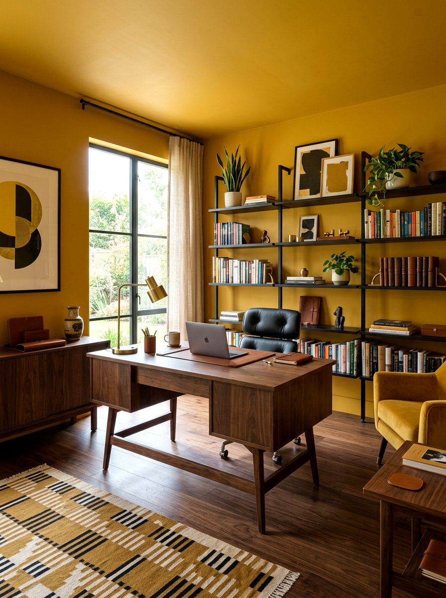 Mustard Yellow Office - 30 fall color drench ideas