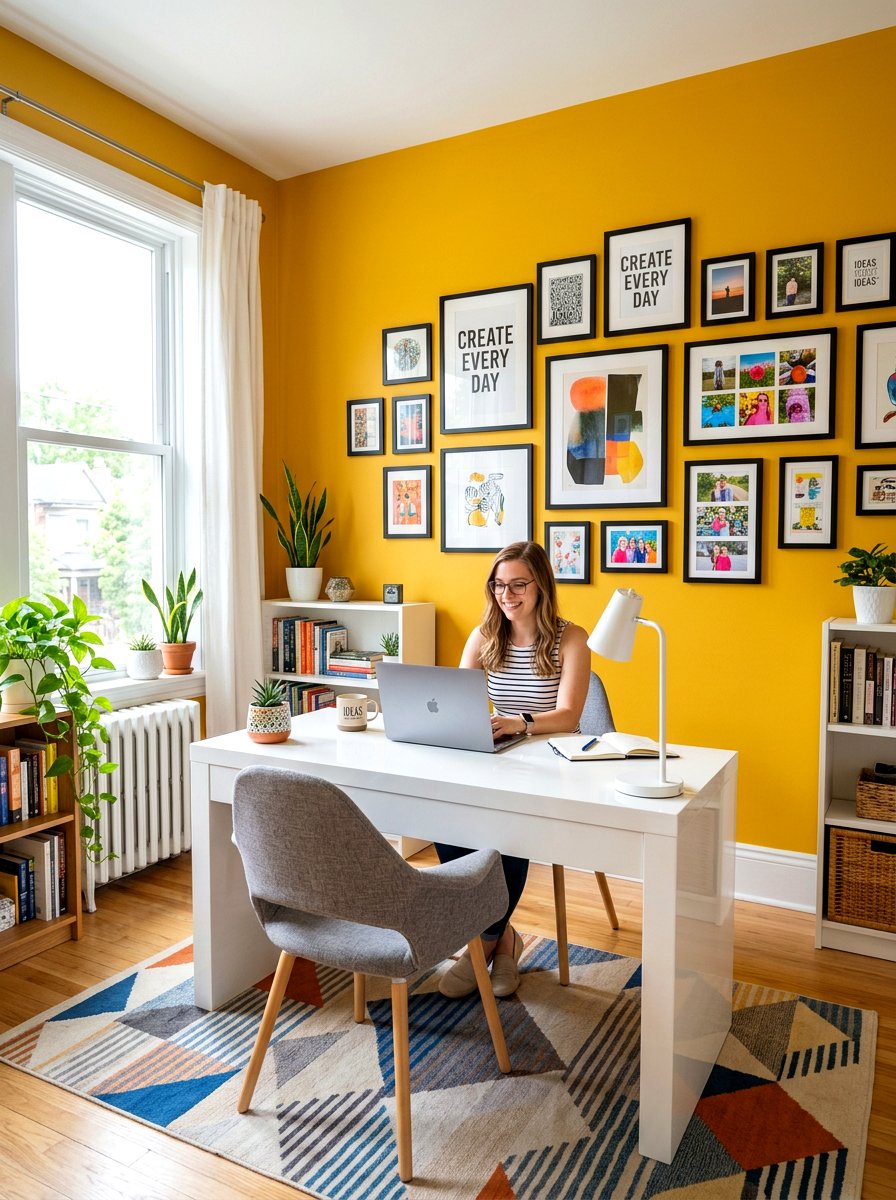 Mustard Yellow Office - 30 office accent paint ideas