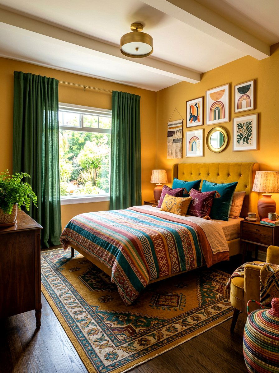 Mustard Yellow Rainbow Bedroom - 30 muted rainbow bedroom ideas