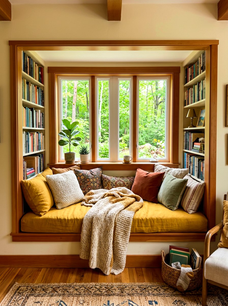 Mustard Yellow Reading Nook - 30 mustard decor ideas
