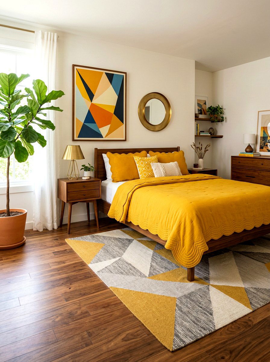 Mustard Yellow Scalloped Bedding Style - 30 scalloped pillow bedding ideas