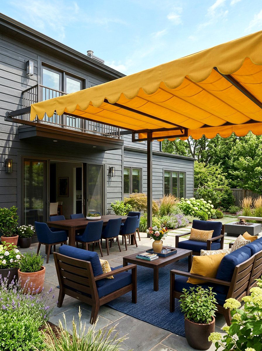 Mustard Yellow Scalloped Patio Cover - 30 scalloped awning ideas