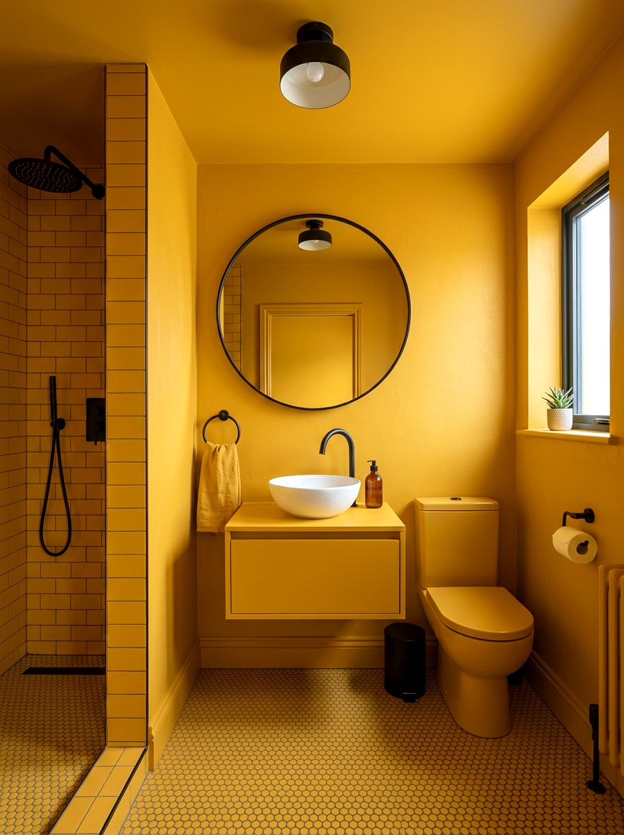 Mustard Yellow Small Bathroom - 30 bathroom drenching ideas